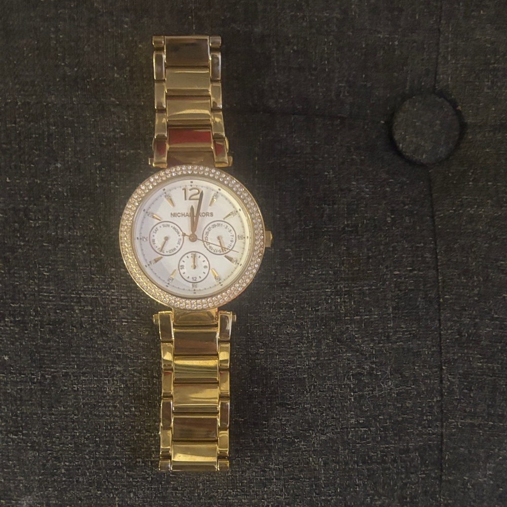 Michael Kors Gold-Tone Watch with White Dial